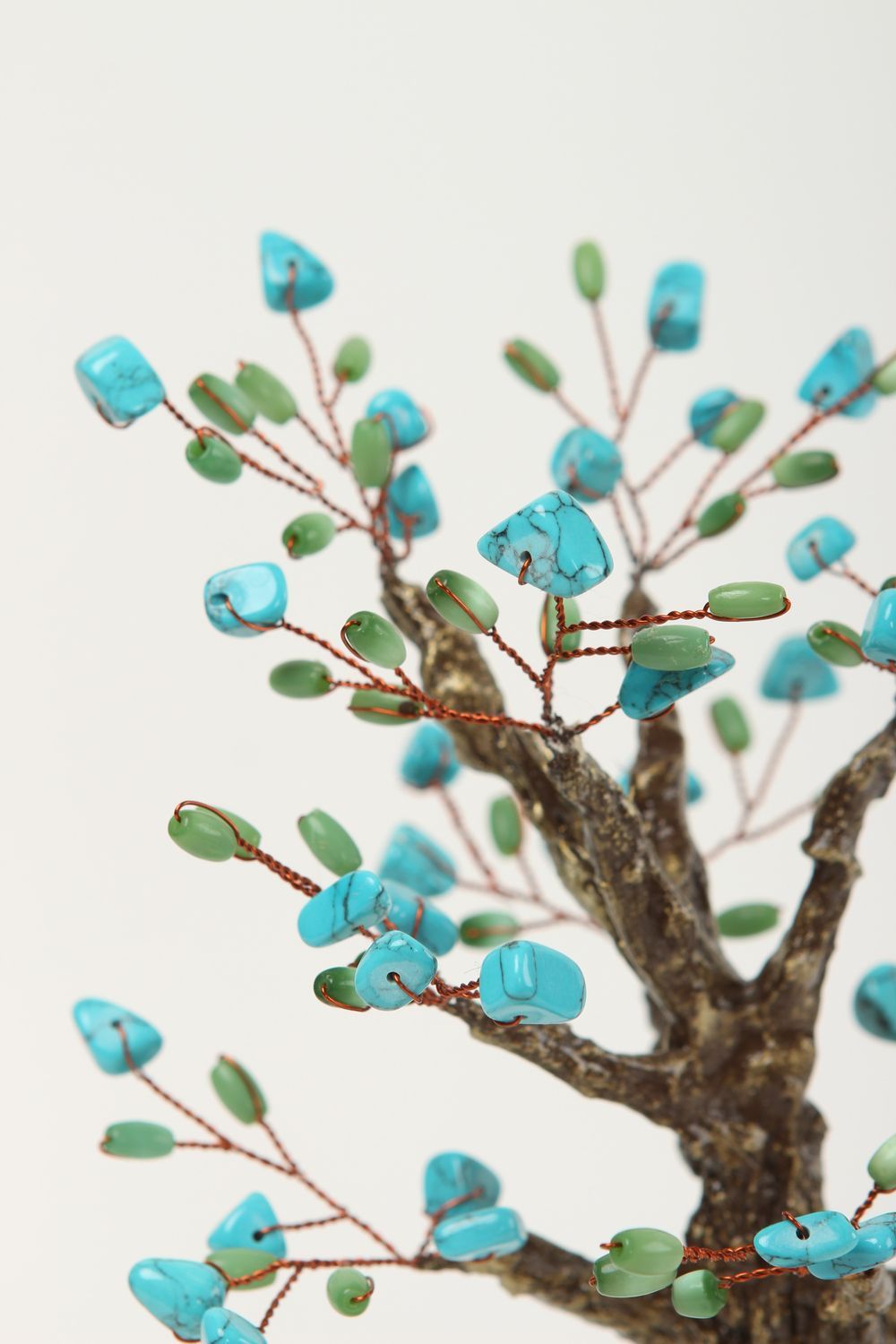 Handmade blauer Perlen Baum Wohn Accessoire  dekorativer Baum mit Katzenauge foto 2
