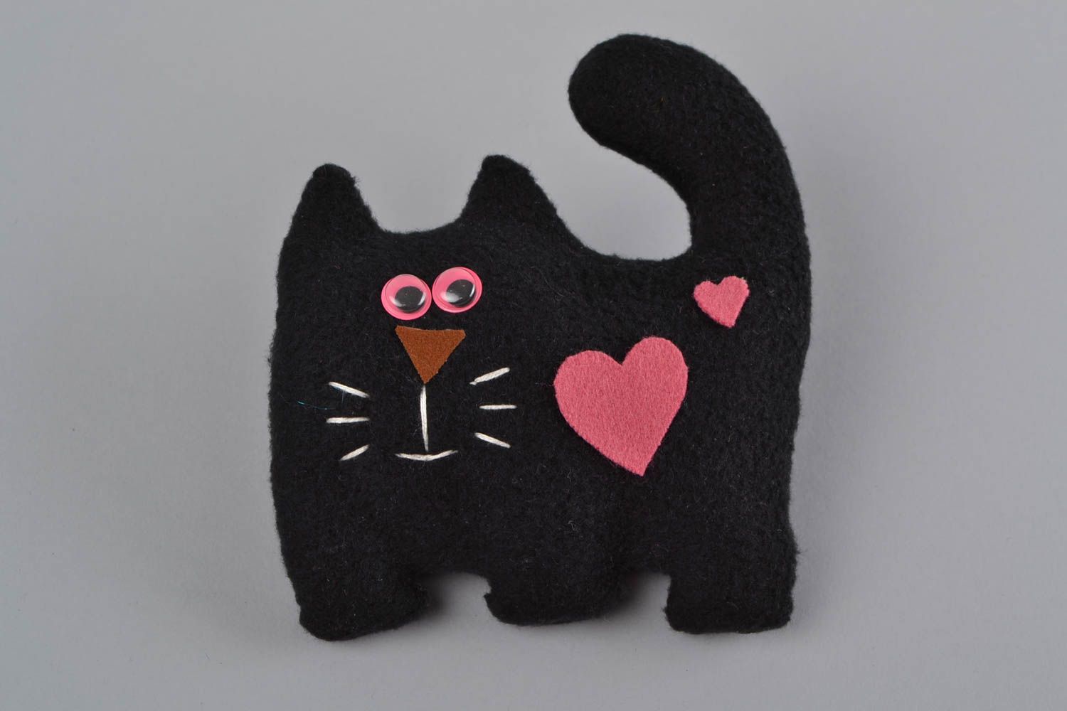 Juguete de peluche original artesanal gato negro pequeño bonito para casa foto 3