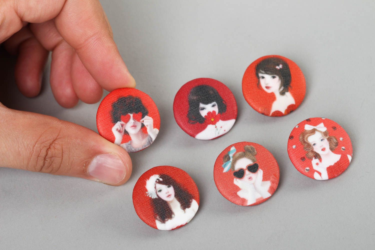 Botones bonitos hechos a mano accesorios de ropa botones para manualidades rojos foto 5