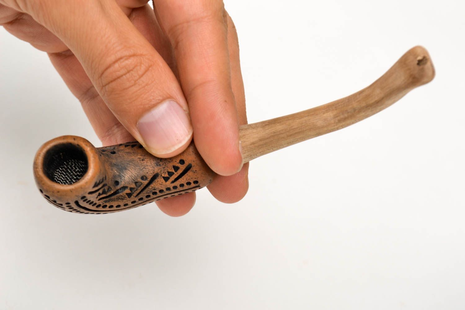 Pipa de barro artesanal accesorio para fumador elegante regalo para hombre  foto 5
