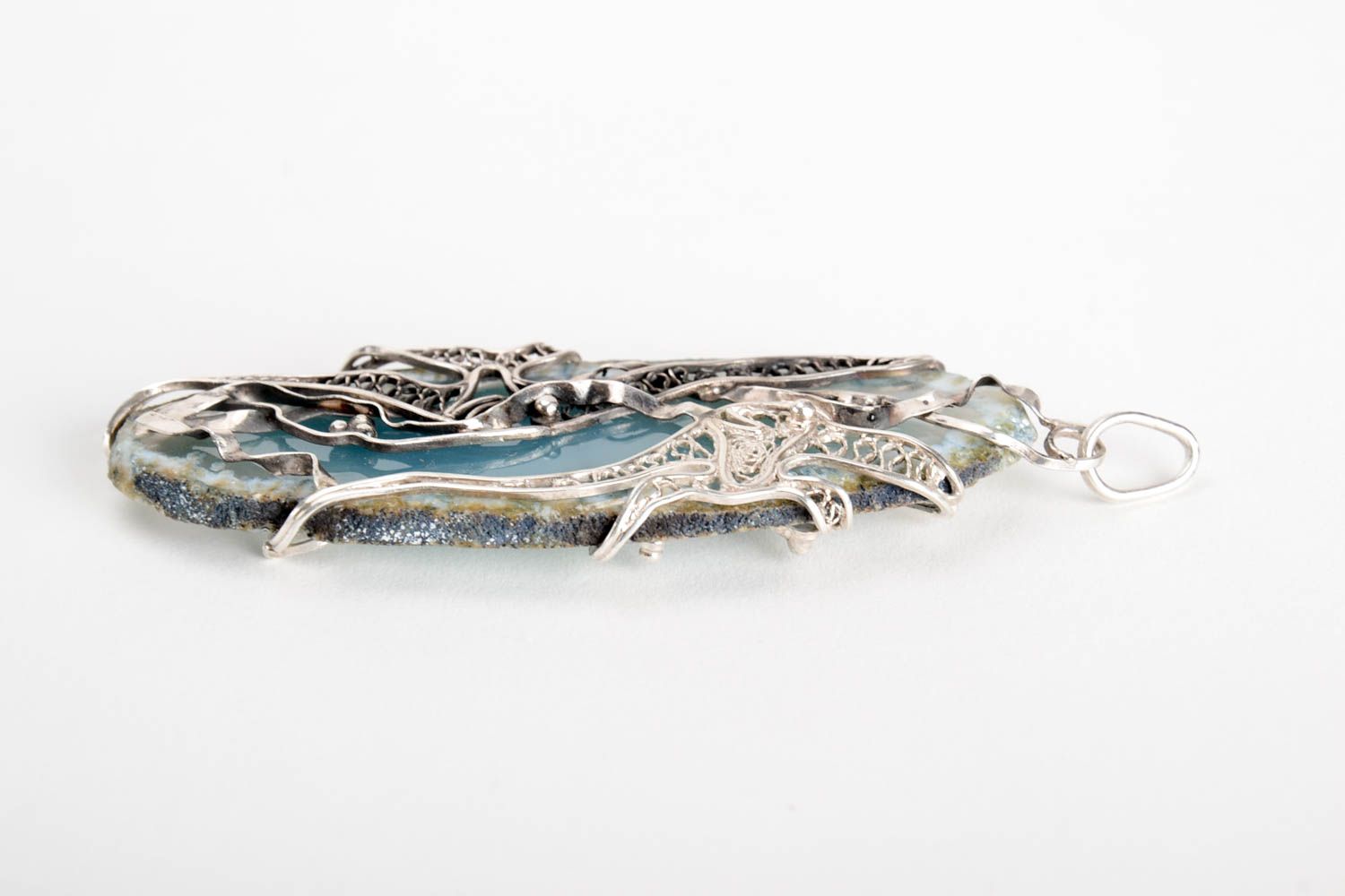 Кулон ручной работы серебряный кулон подвеска на шею оригинальный кулон море фото 5