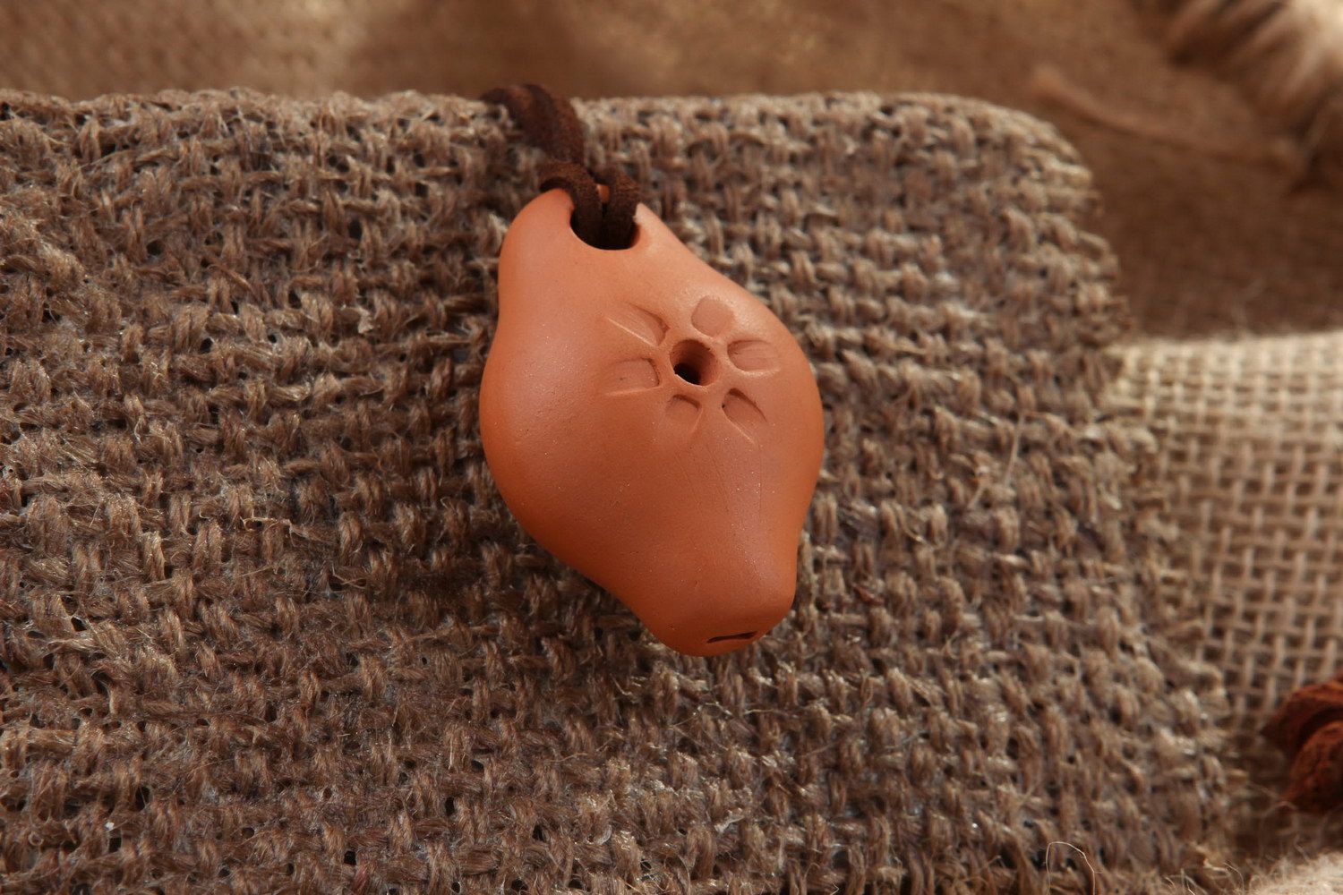 Handmade ceramic tin whistle pendant  photo 1