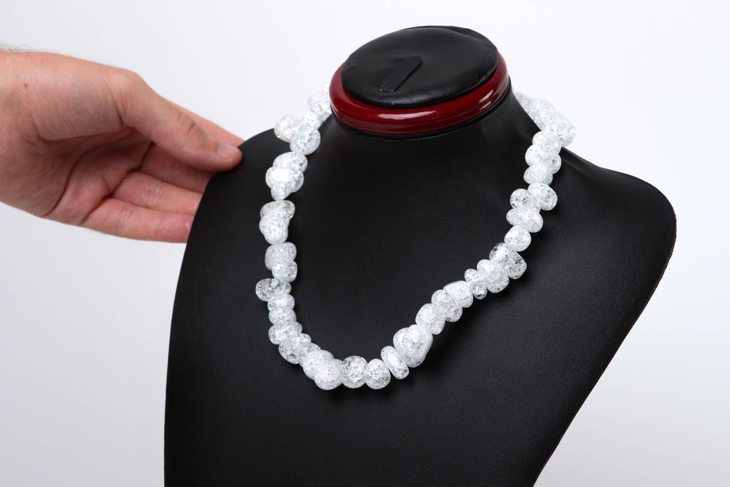 Collar original de cristal blanco bisutería artesanal regalo para mujer foto 5