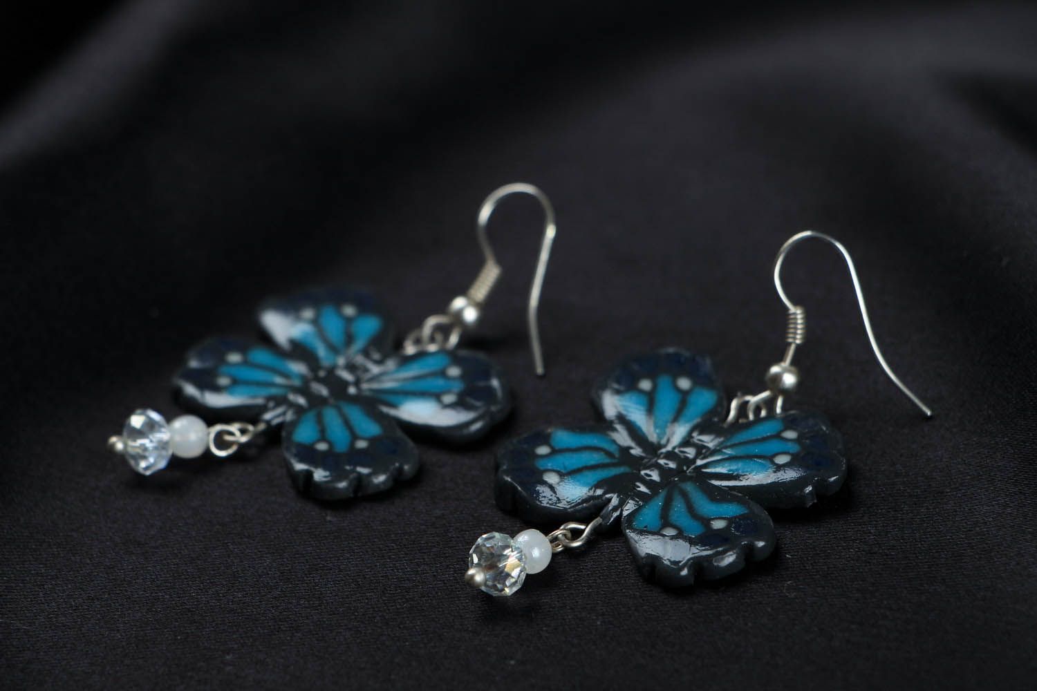 Earrings made of polymer clay Butterflies photo 2