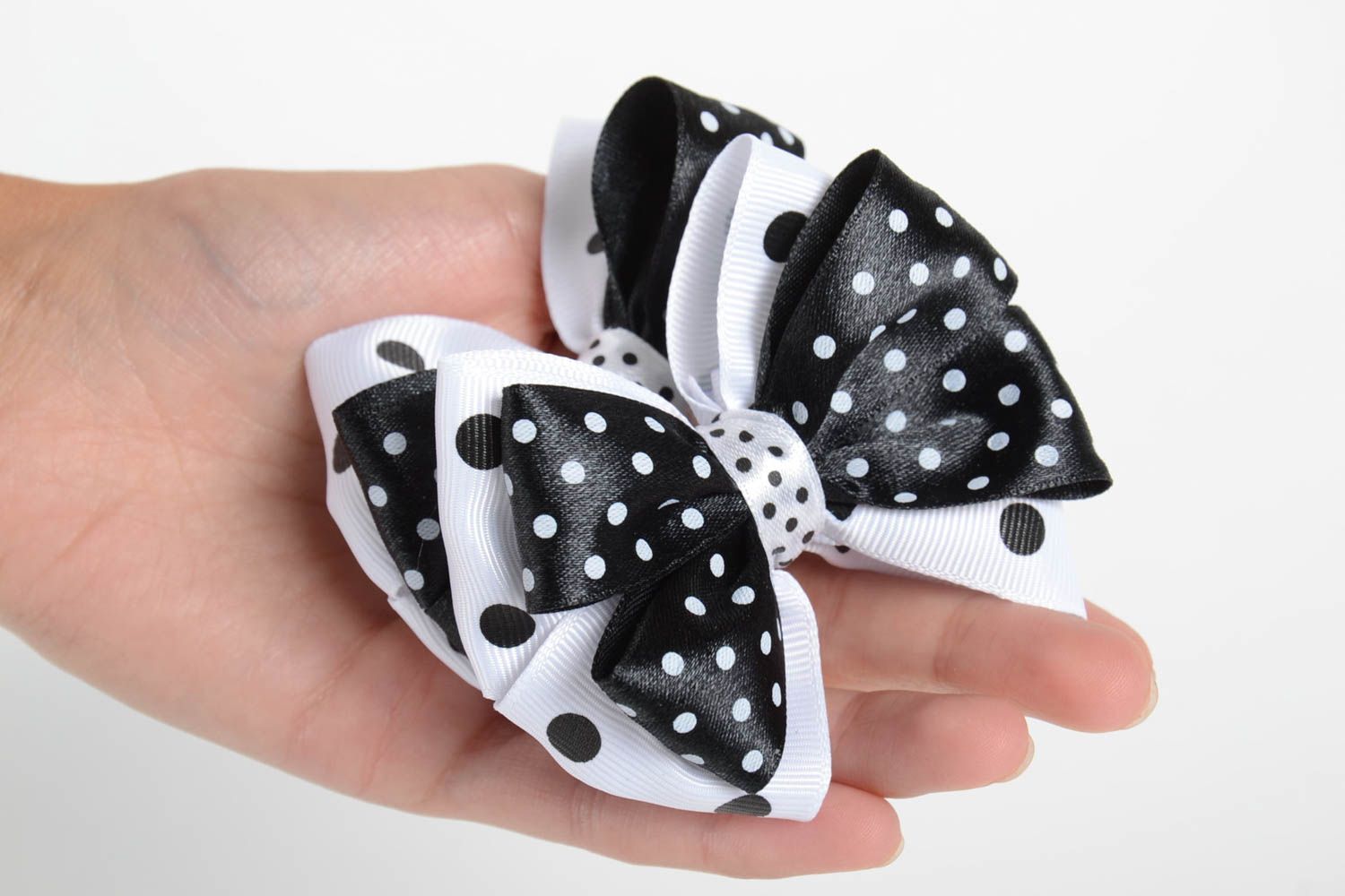 Set of 2 handmade ribbon bow hair clips designer barrettes hair clip gift ideas photo 5