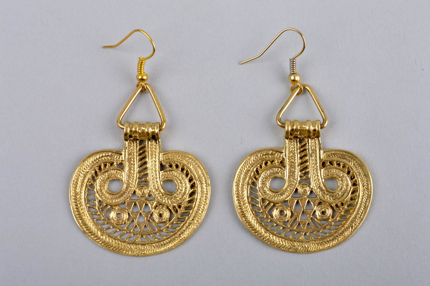 Handmade metal earrings dangling earrings stylish designer accessories photo 3