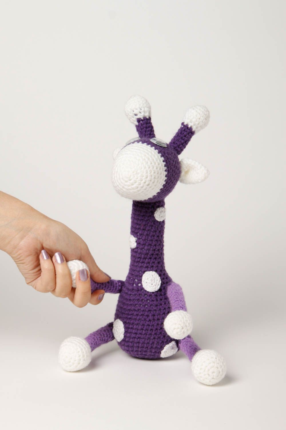 Игрушка жираф ручной работы мягкая игрушка фиолетовая детская игрушка красивая фото 2
