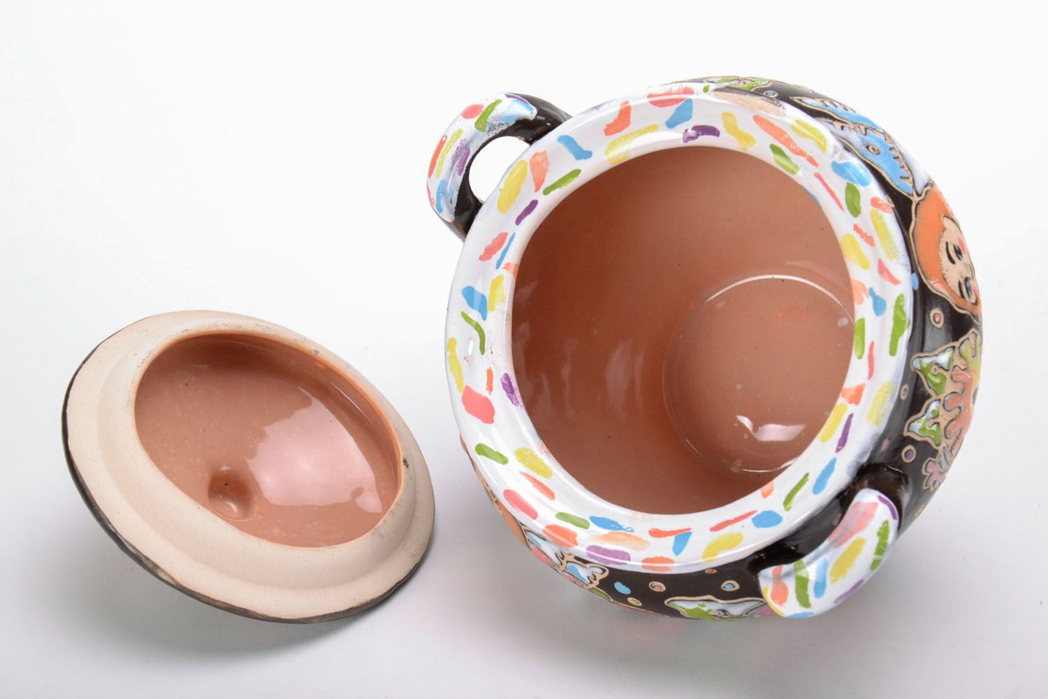 Ceramic sugar bowl with painting photo 3