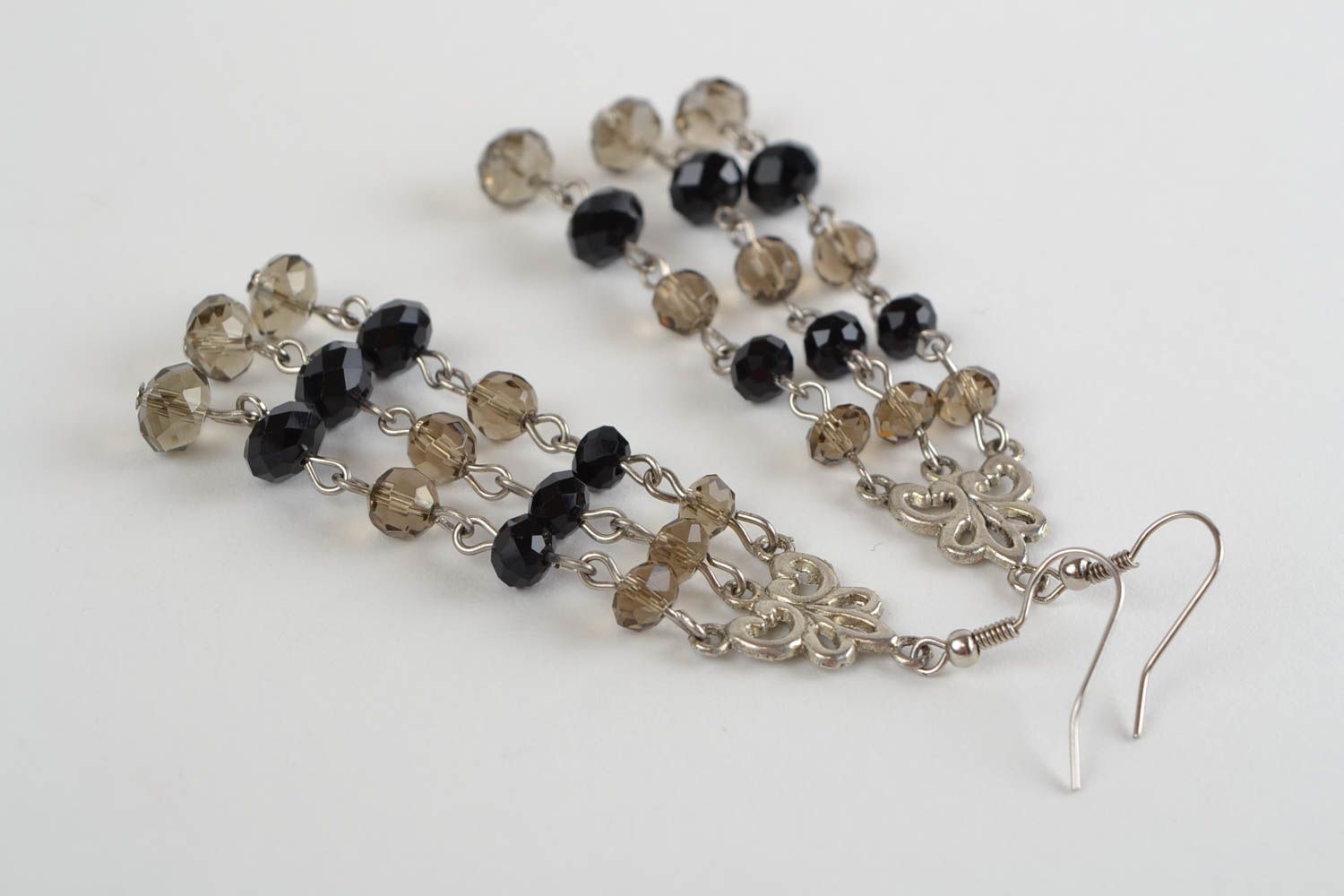 Handmade Glas Ohrringe mit Perlen lang künstlerisch im orientalischen Stil schön foto 4
