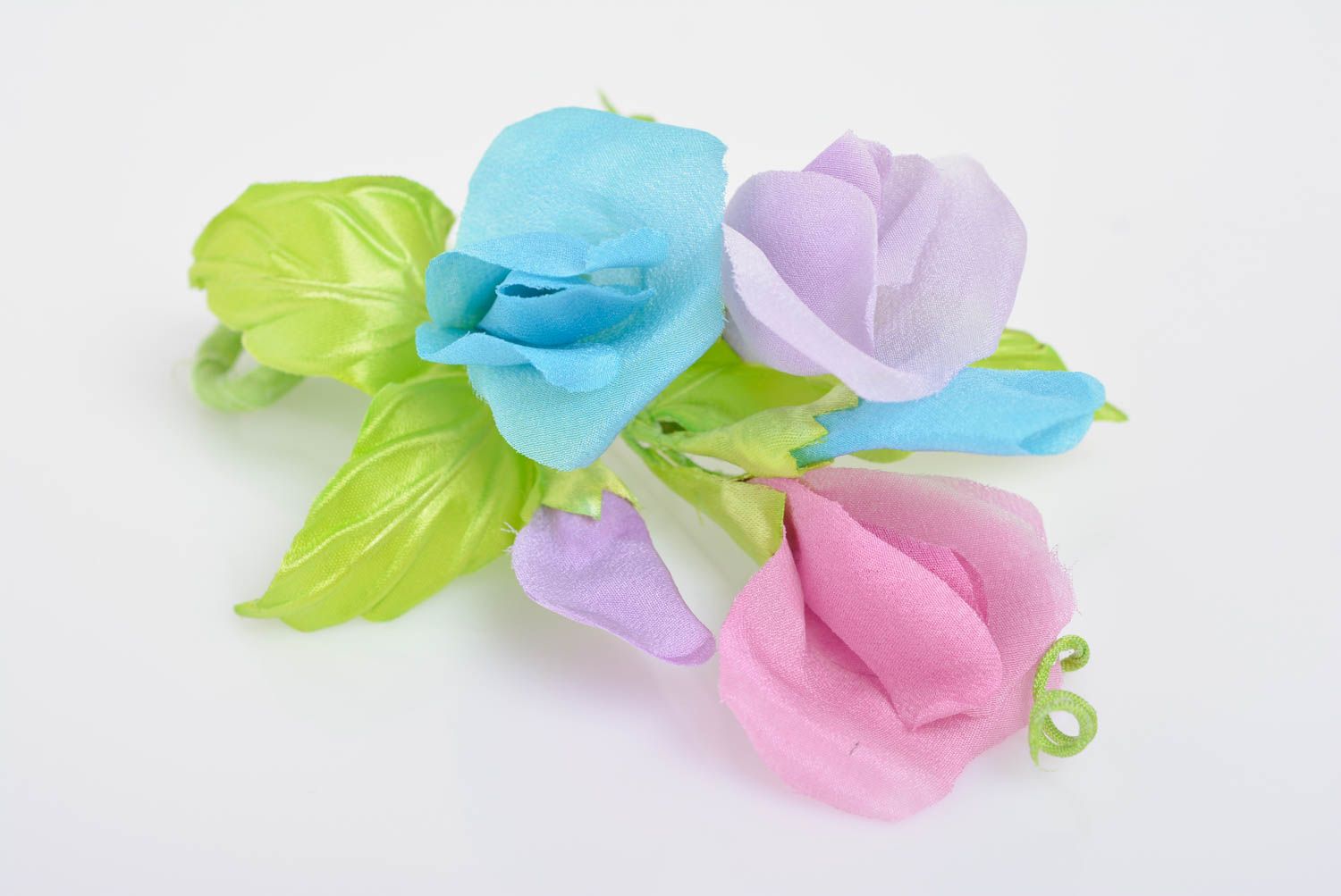 Unusual colorful handmade designer silk flower brooch designer Roses photo 1