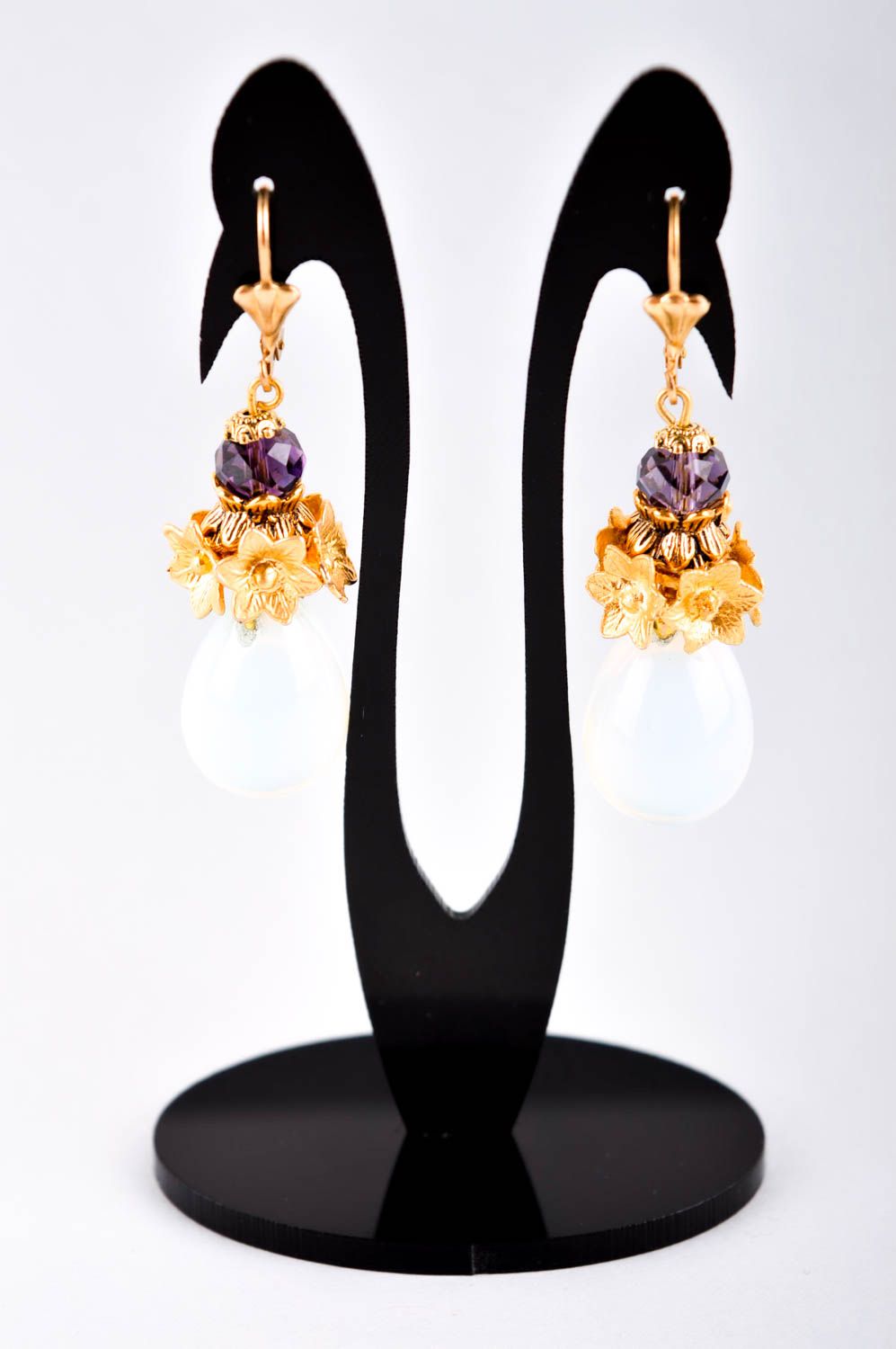 Handmade earrings designer accessory unusual earrings with stones gift ideas photo 2