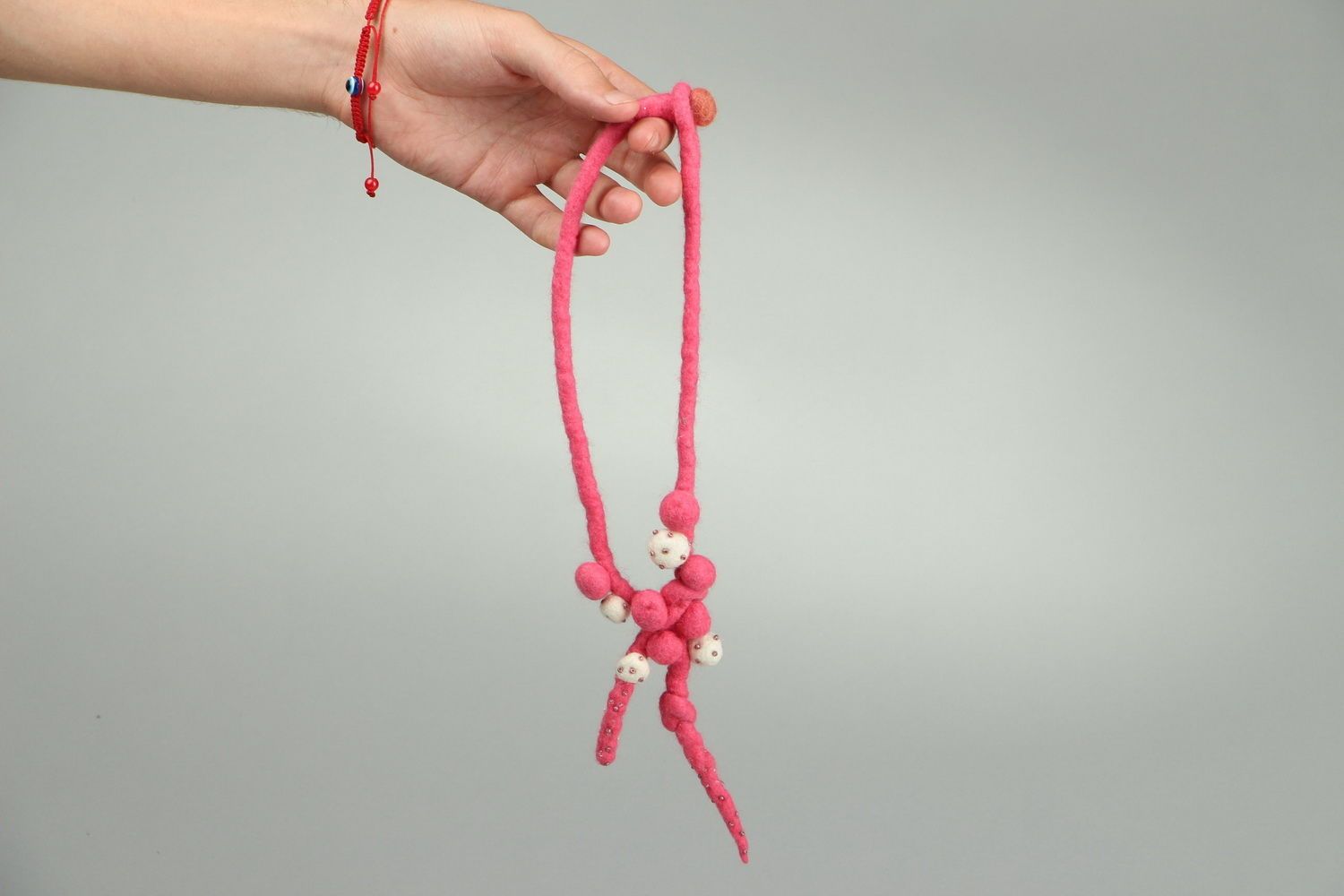 Woolen necklace with beads Raindrops photo 5