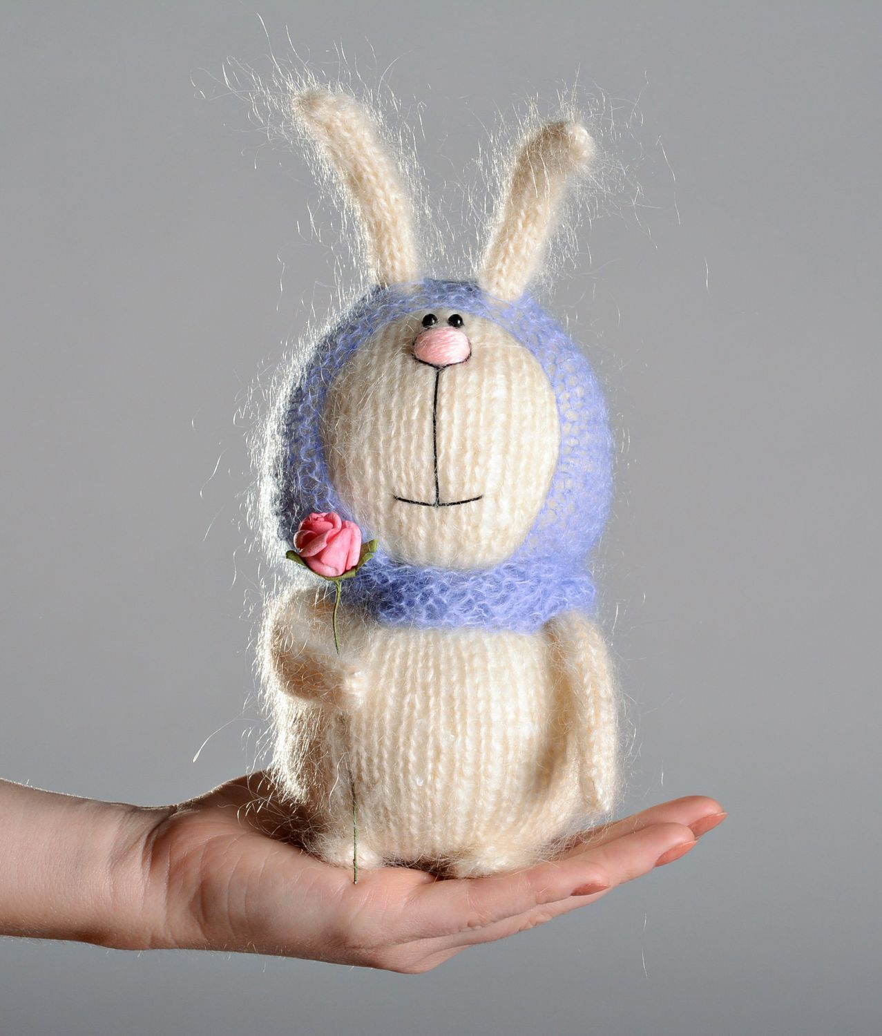 Soft knitted toy Hare in a Headscarf photo 2