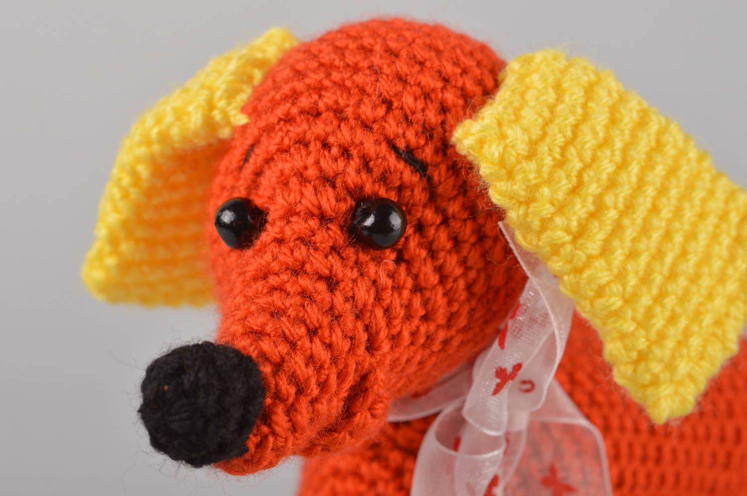 Weiches Kuscheltier handmade Häkel Kuscheltier Hund Geschenk für Kinder orange  foto 2