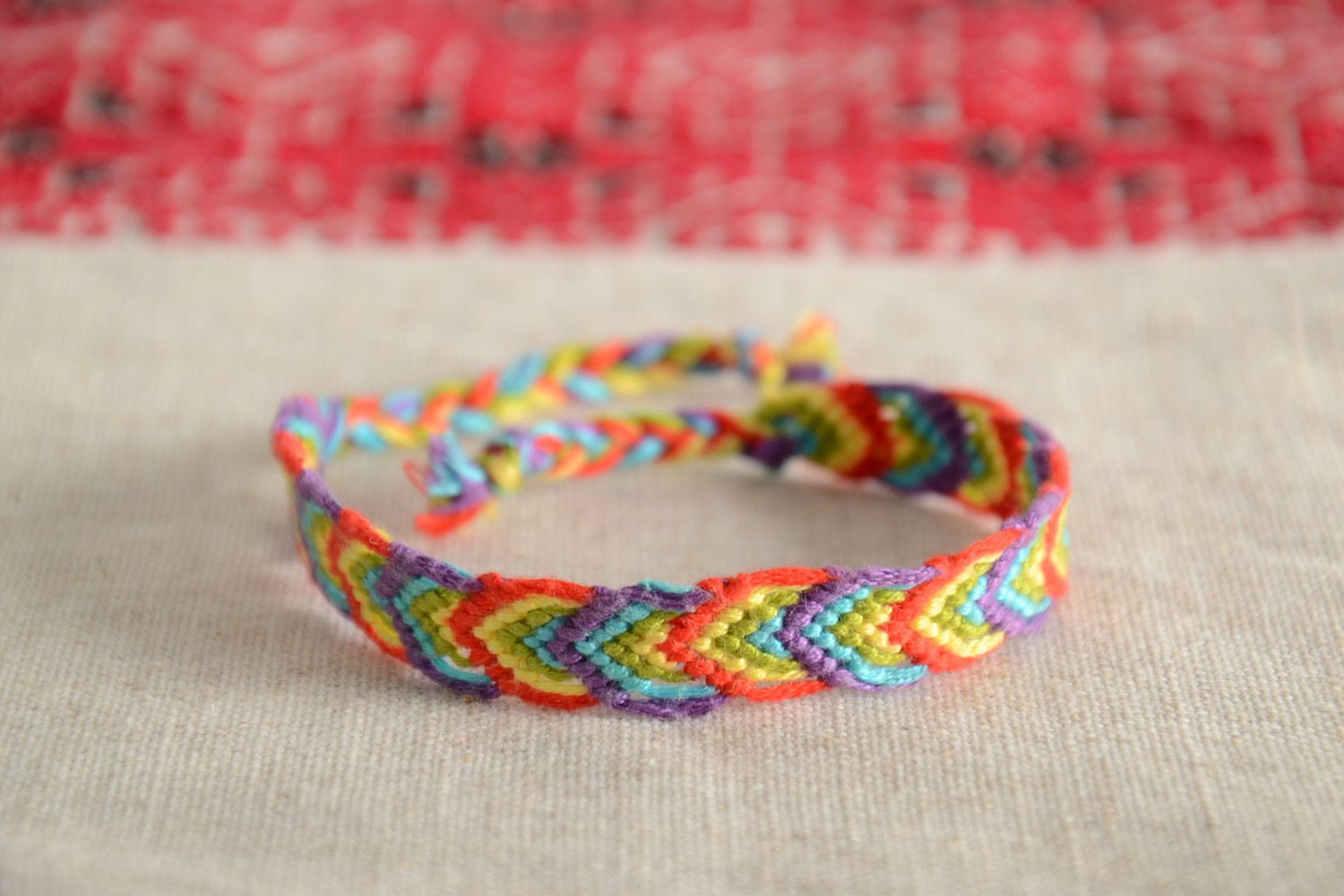 Bracelet tissé en fils mouliné à nouer multicolore style casual bijou unisexe photo 1