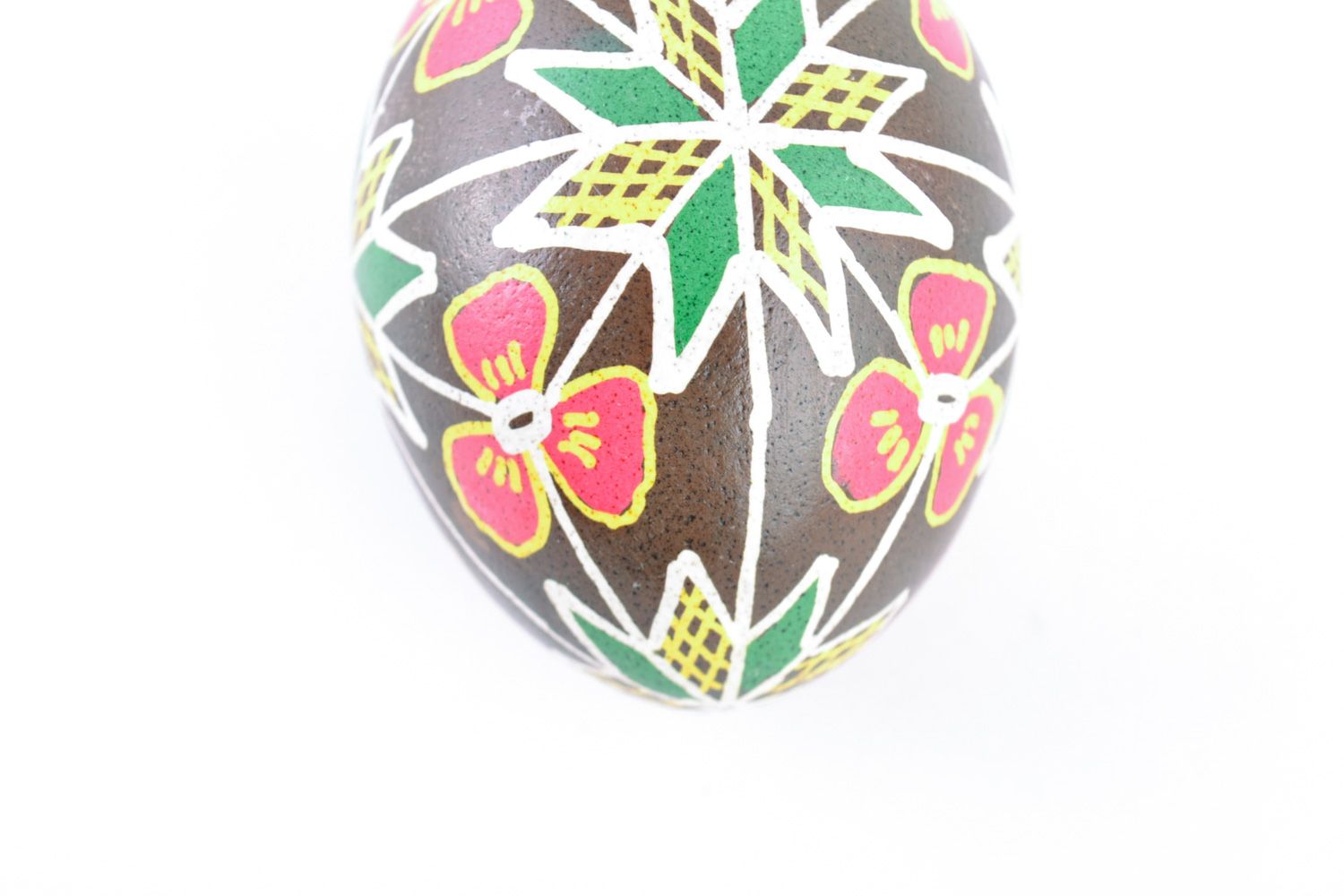 Handmade traditional decorative painted egg with floral ornament Easter decor photo 4