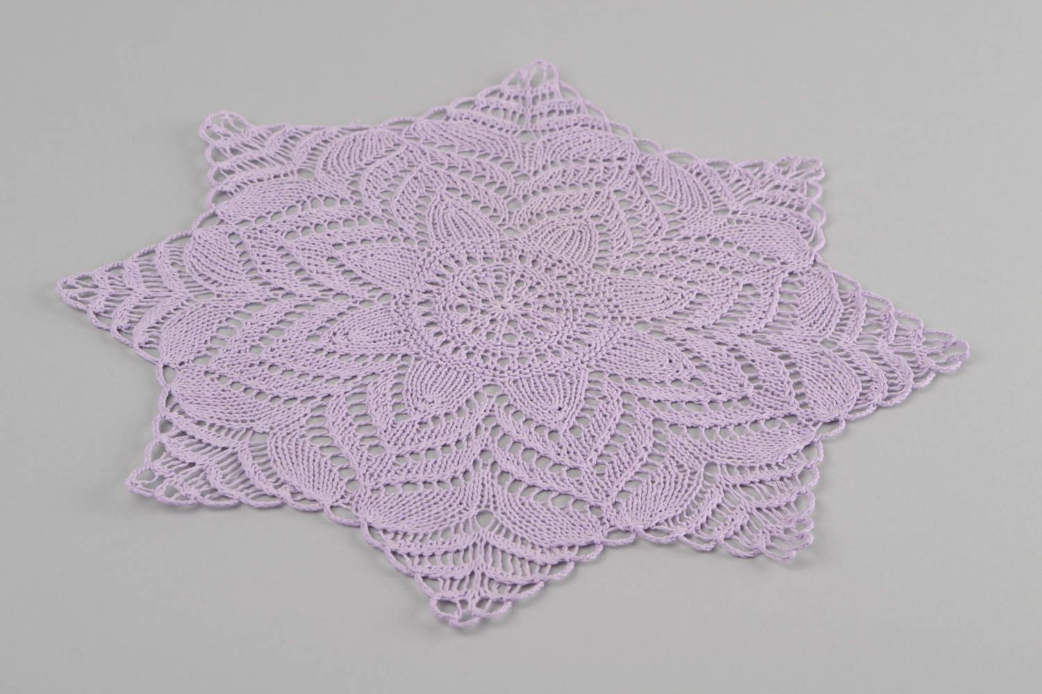 Napperon violet fait main Textile de table tricoté ajouré Décoration maison photo 5