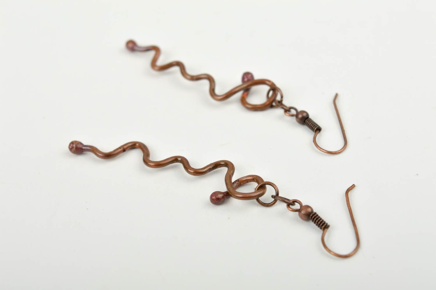 Handmade copper earrings designer long earrings beautiful accessory gift photo 3