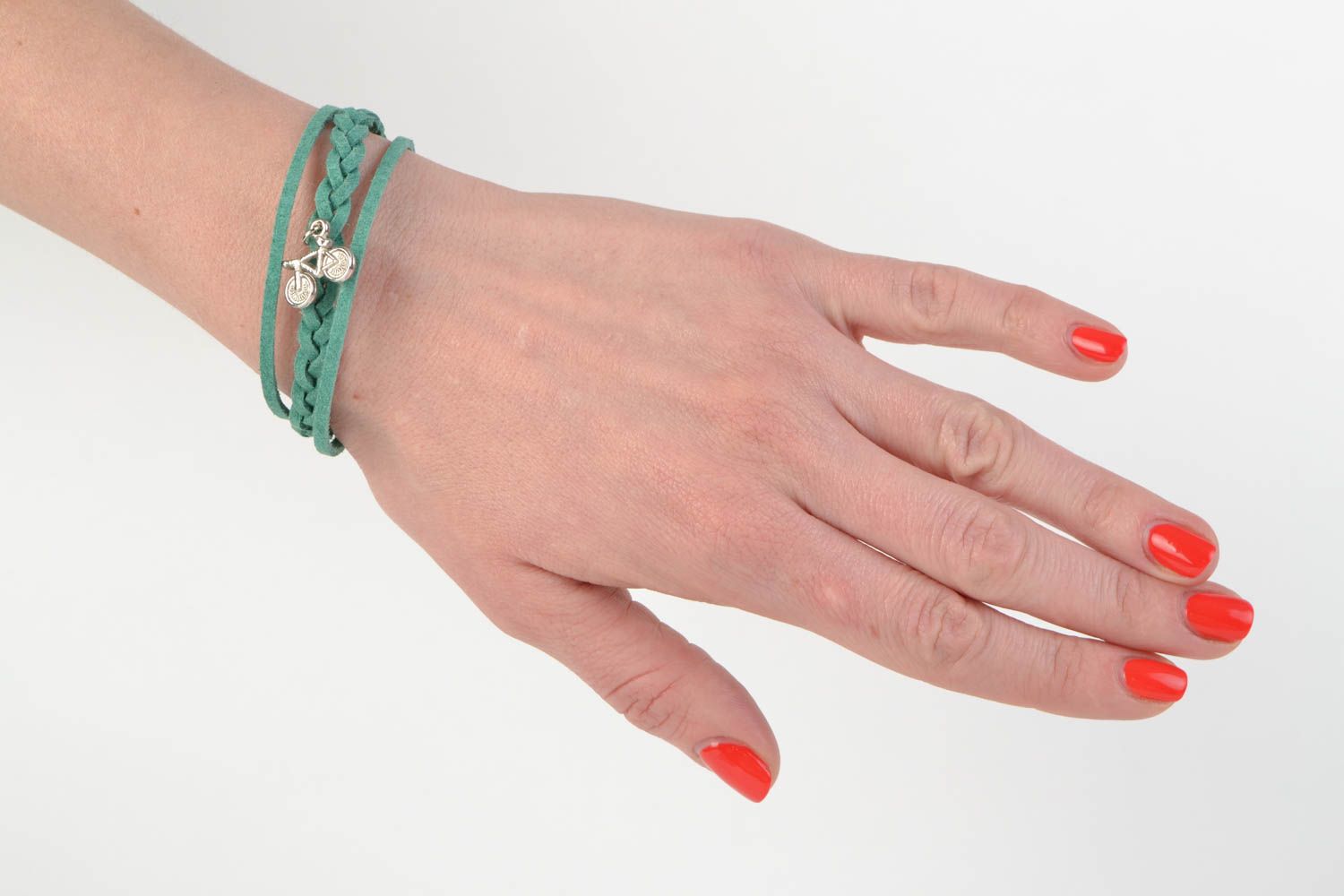 Handgemachtes grünes Armband aus Wildleder Frauen Schmuck Geschenk originell  foto 2