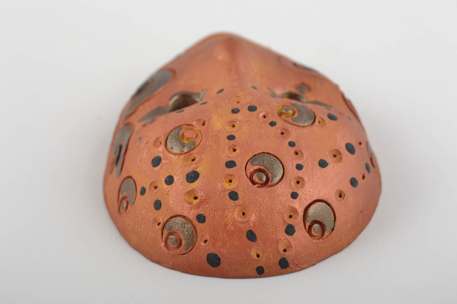 Aimant frigo masque en argile peint de couleurs acryliques fait main marron photo 4