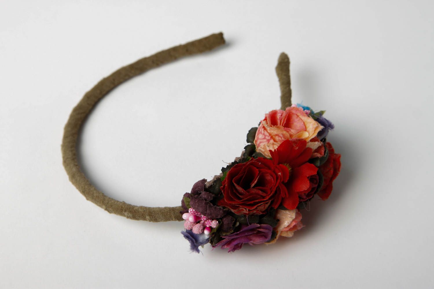 Serre-tête fleurs fait main Bijoux de tete cuir naturel Accessoires coiffure photo 4