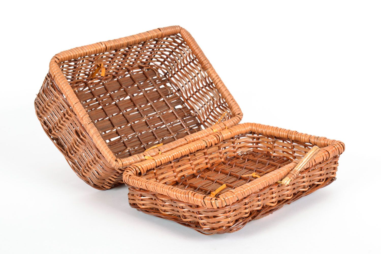 Handmade Weiden Korb mit Deckel für Picknick foto 4
