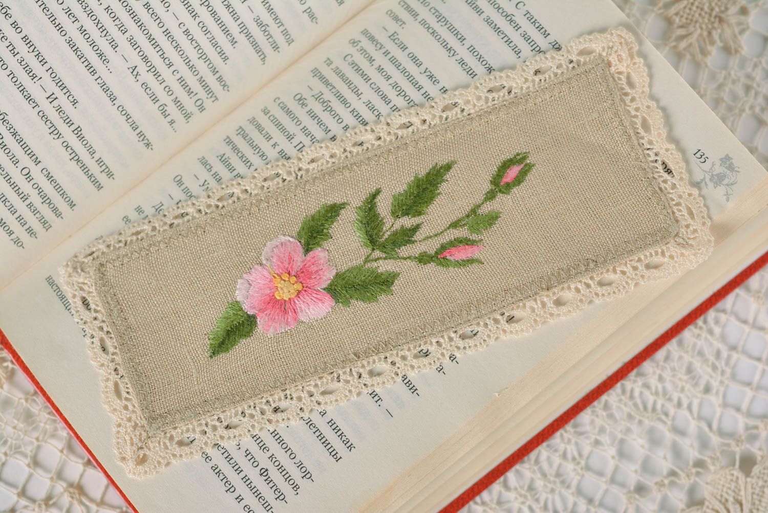 Lesezeichen für Bücher handmade Lesezeichen Stoff Geschenk Idee mit Blume schön foto 1