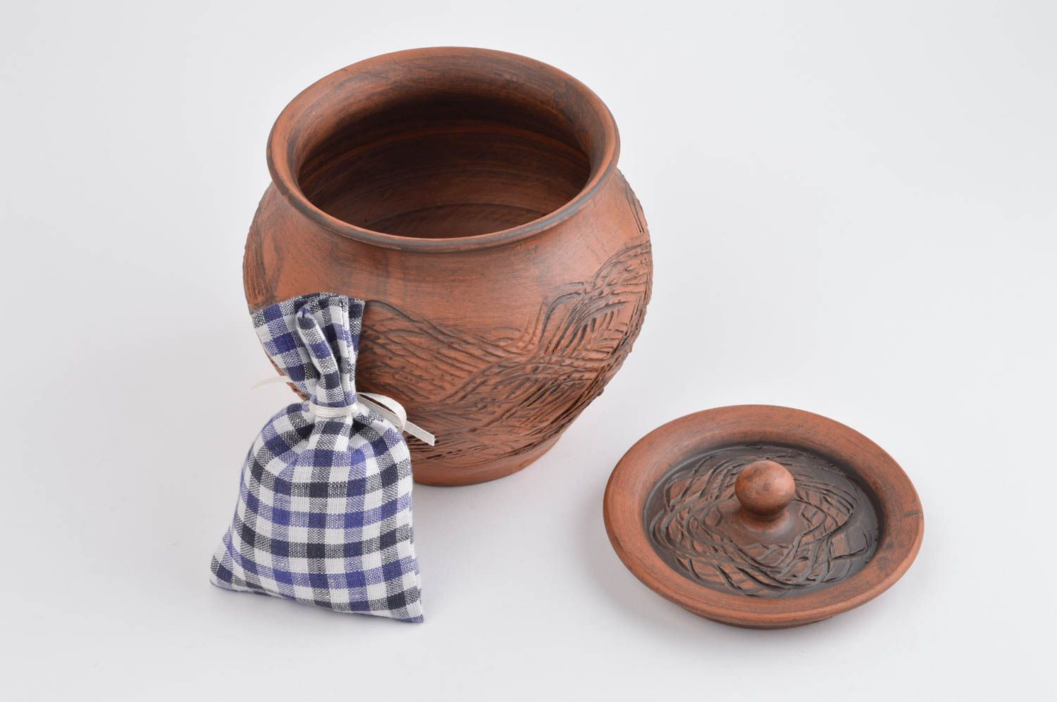 Handgemachte Keramik Tontopf mit Deckel Keramik Topf Designer Geschirr 500 ml foto 1