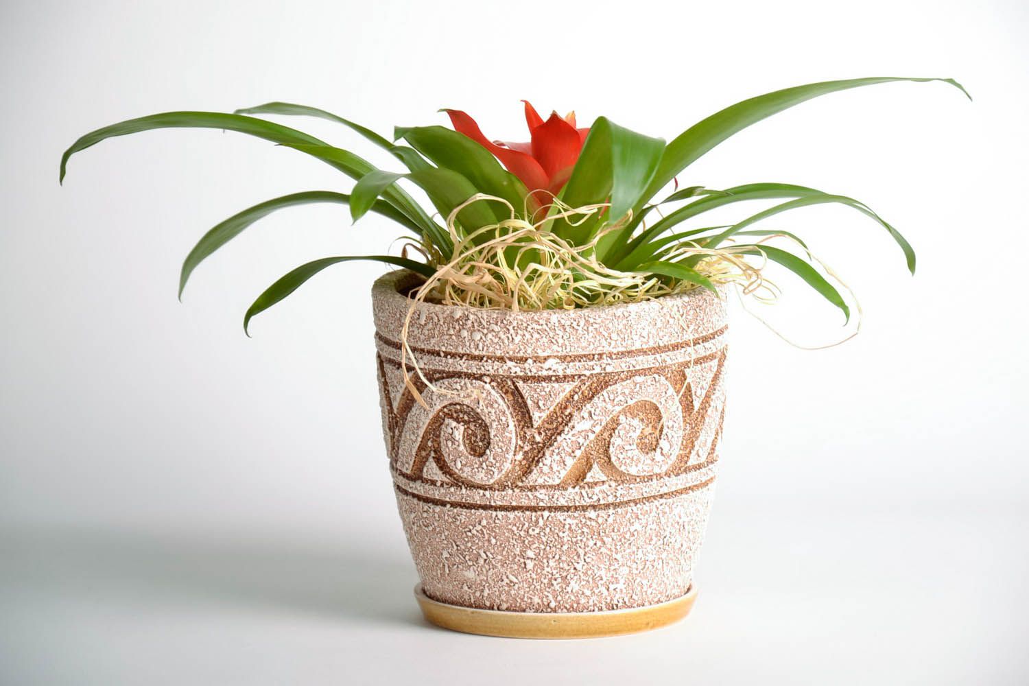 Flower pot with ornament photo 2
