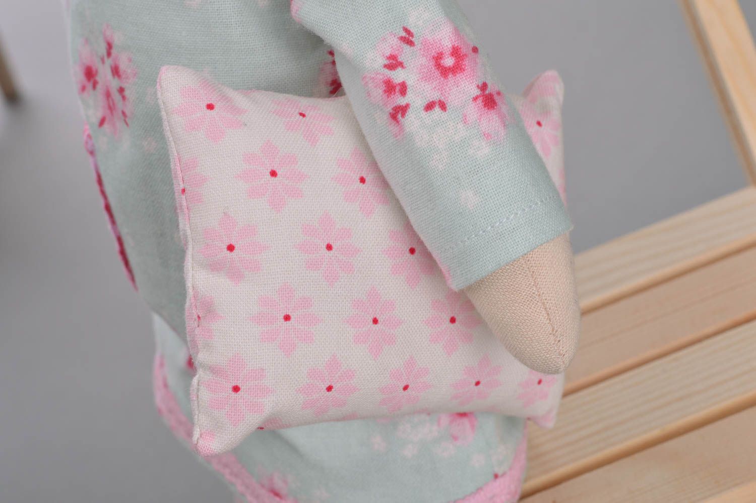 Beautiful handmade children's cotton fabric soft toy Sleepy Angel photo 2