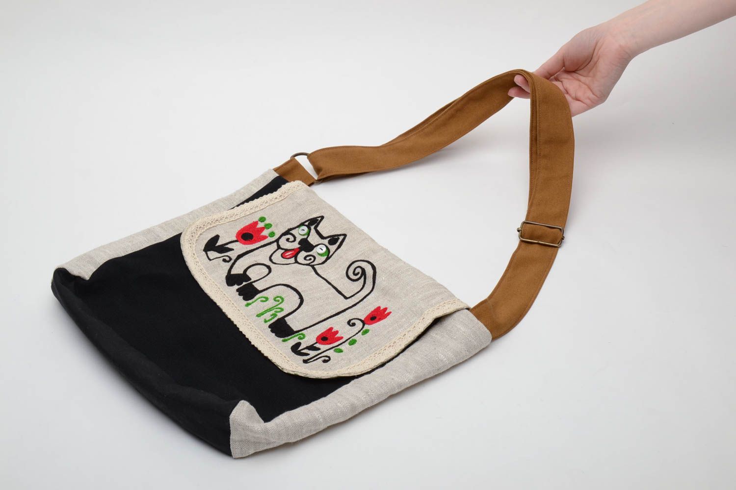 Textil Tasche mit Katzeprint foto 5