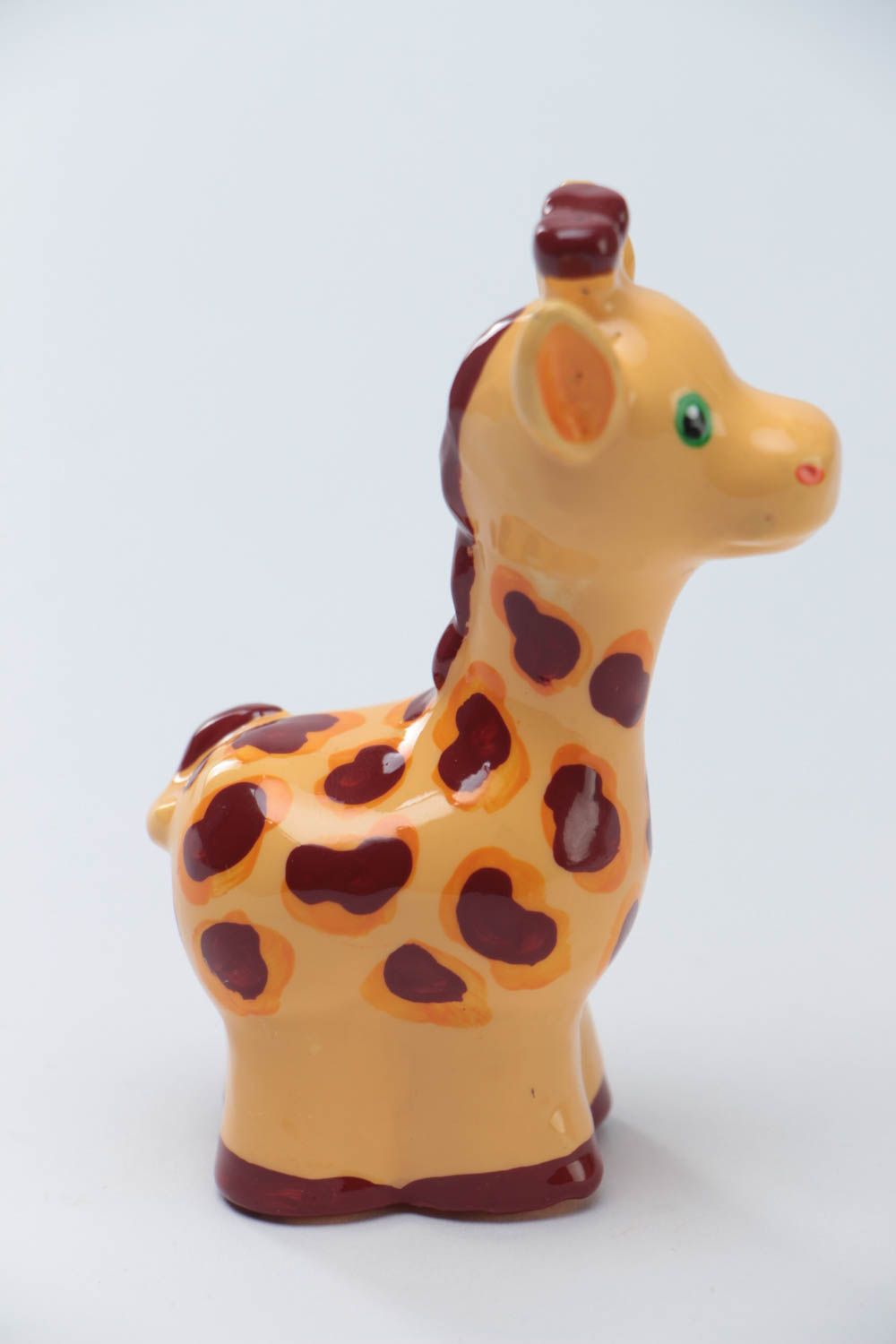 Beautiful handmade interior plaster statuette of giraffe with painting photo 3