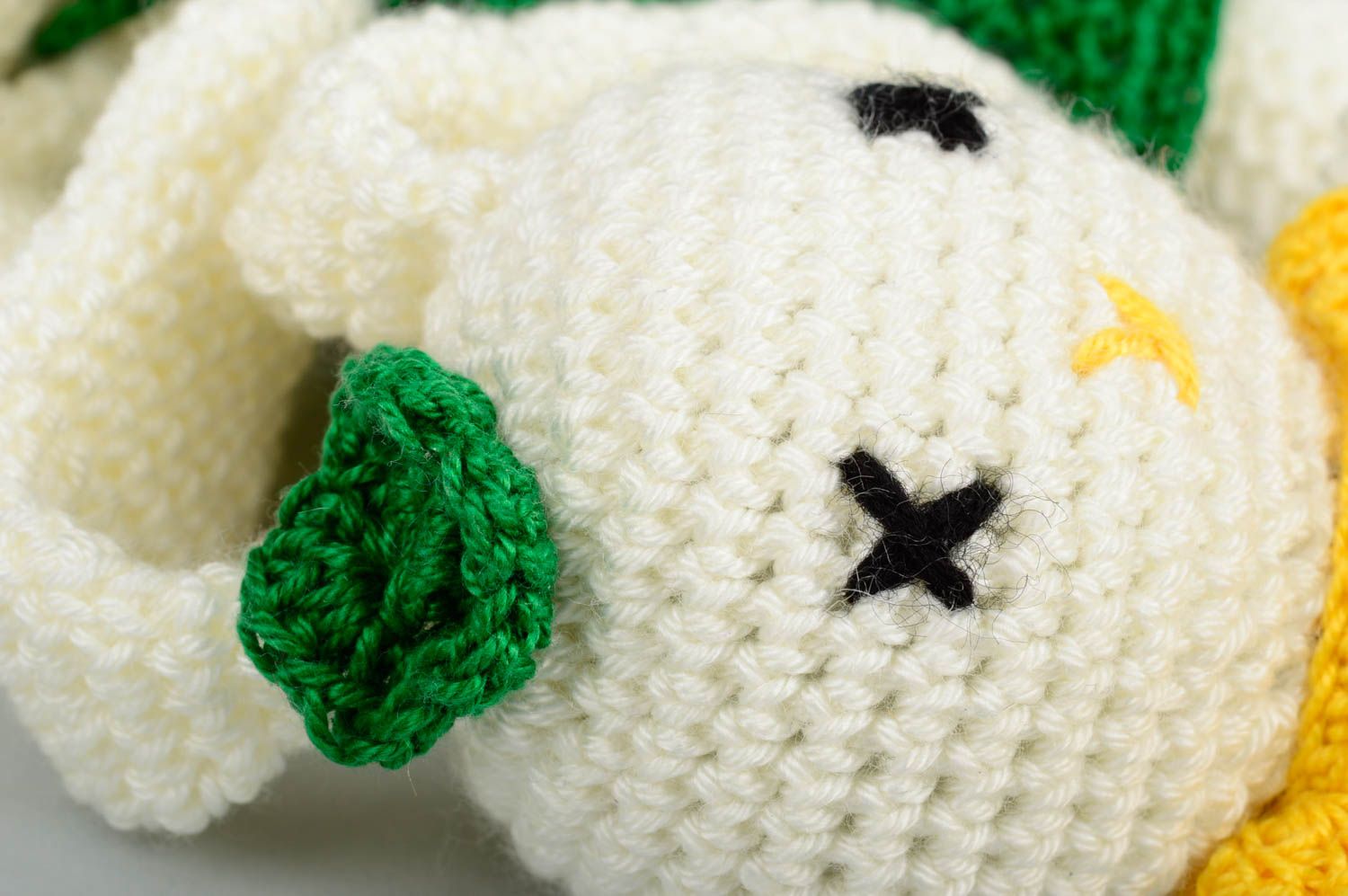 Doudous lapins faits main Jouets tricot au crochet Cadeau enfant 3 pièces photo 5