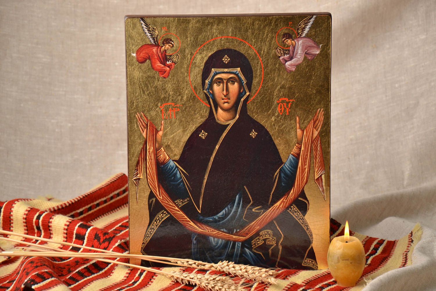Icône de Mère de Dieu orthodoxe faite main photo 1