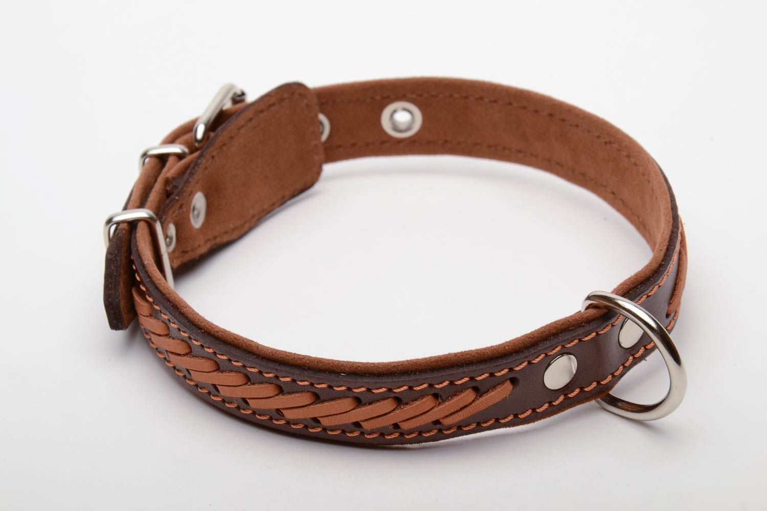 Genuine leather dog collar photo 4