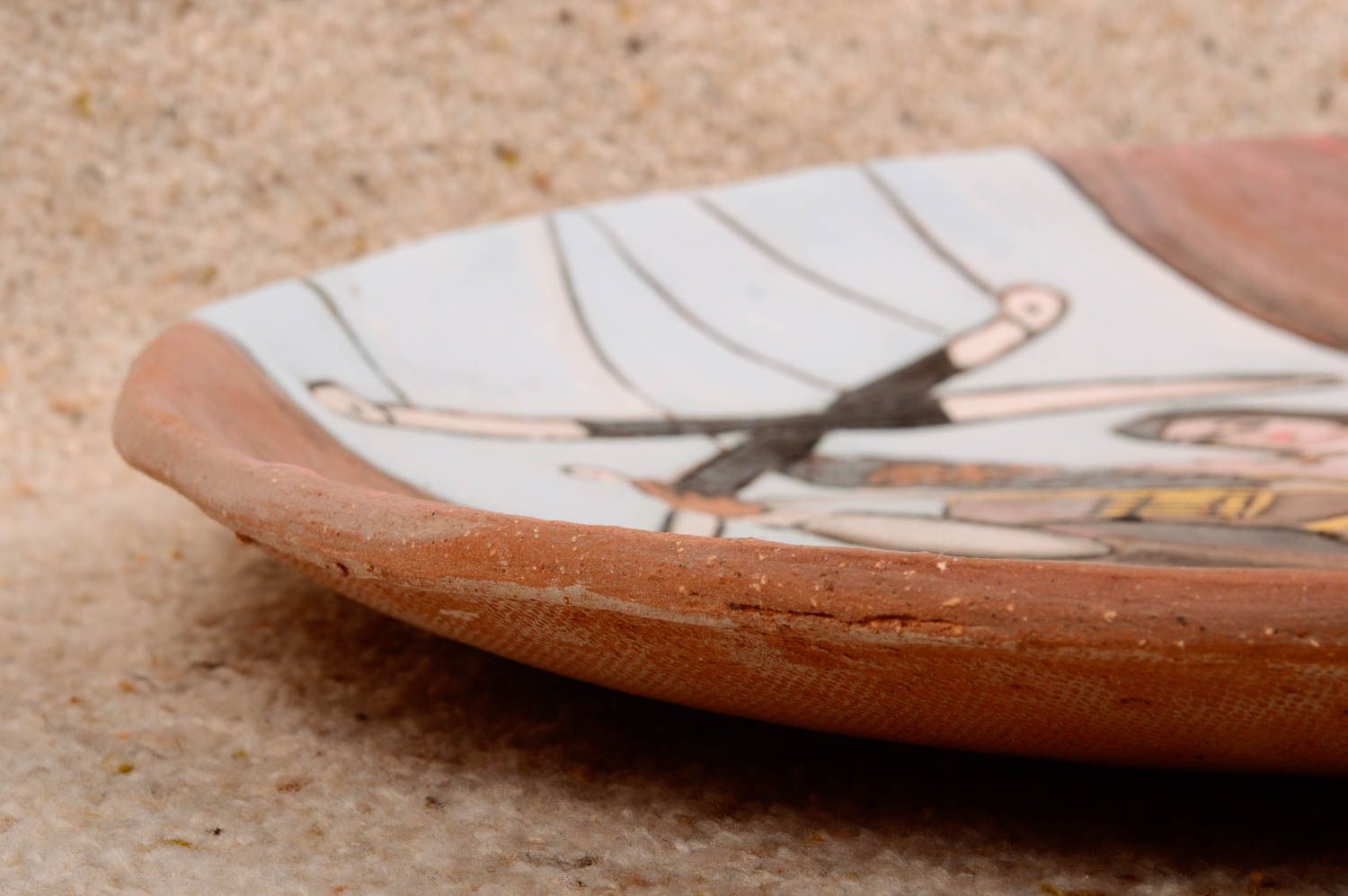Plato de cerámica artesanal decorativo utensilio de cocina vajilla de barro foto 4