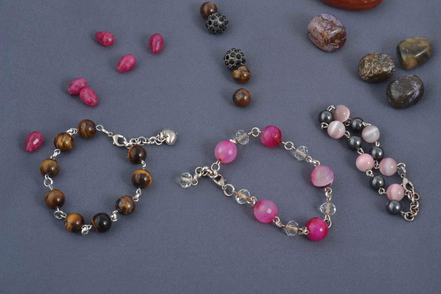 Bracelets pierres naturelles Bijoux fait main set 3 pièces Accessoire femme photo 1