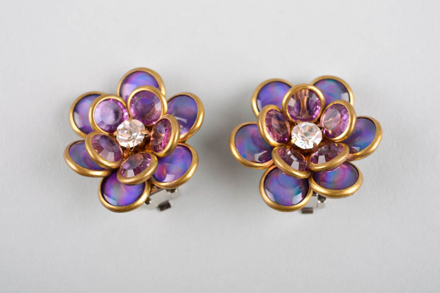 Handmade Blumen Ohrringe schöner Designer Schmuck Accessoire für Frauen stilvoll foto 3