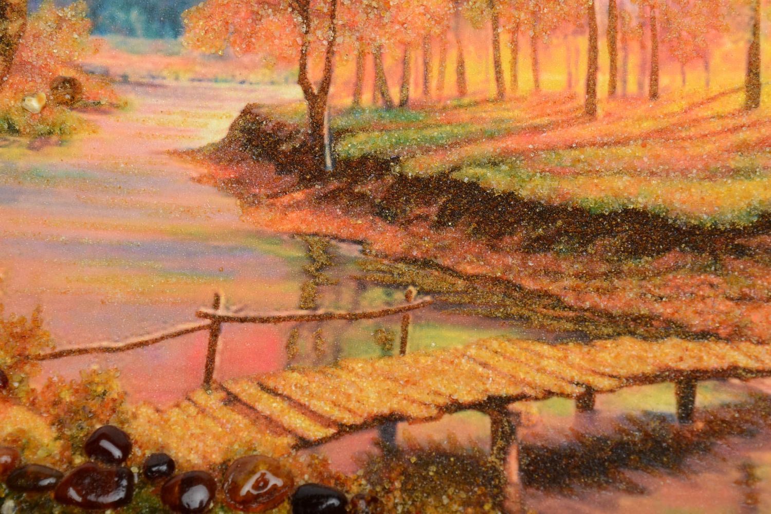 Amber decorated landscape painting  photo 3