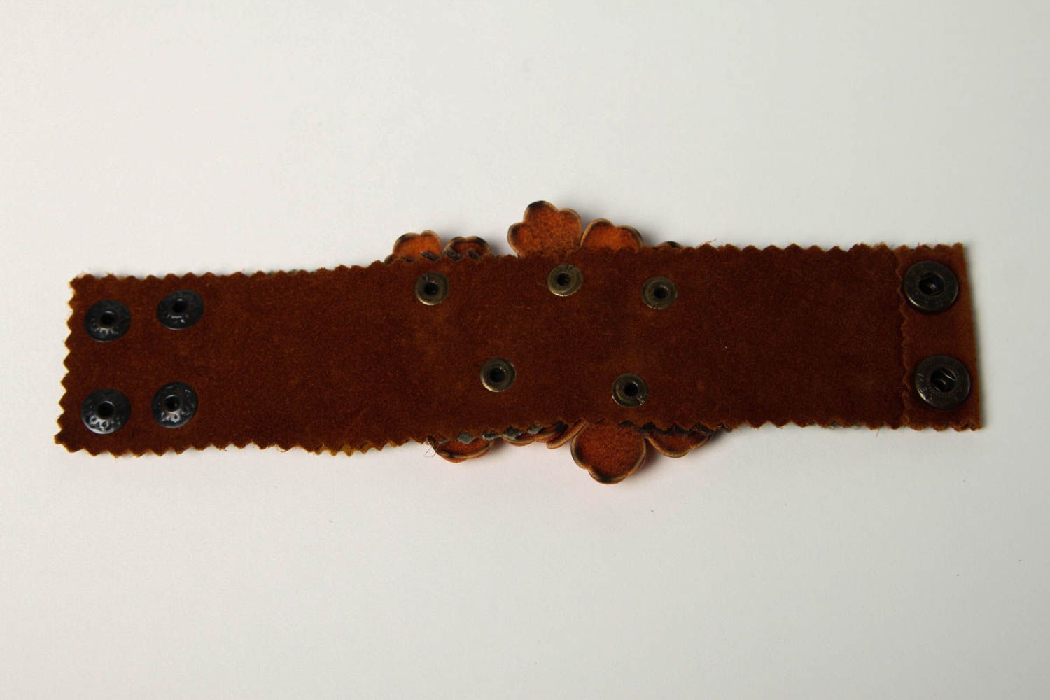 Handmade breites Lederarmband Armband textil Schmuck für Frauen orange foto 5