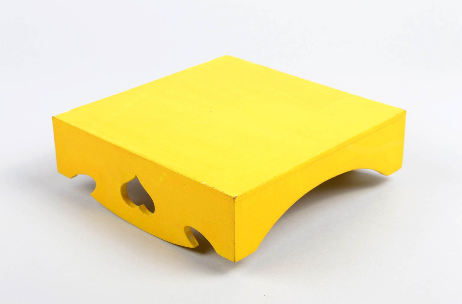 Tablett quadratisch handgemacht Tablett aus Holz in Gelb Küche Geschirr schön foto 4