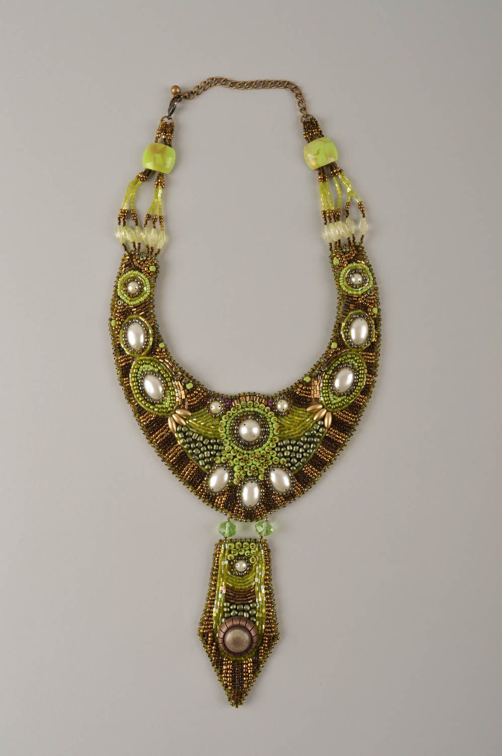 Колье из бисера украшение ручной работы ожерелье из бисера массивное модное фото 2