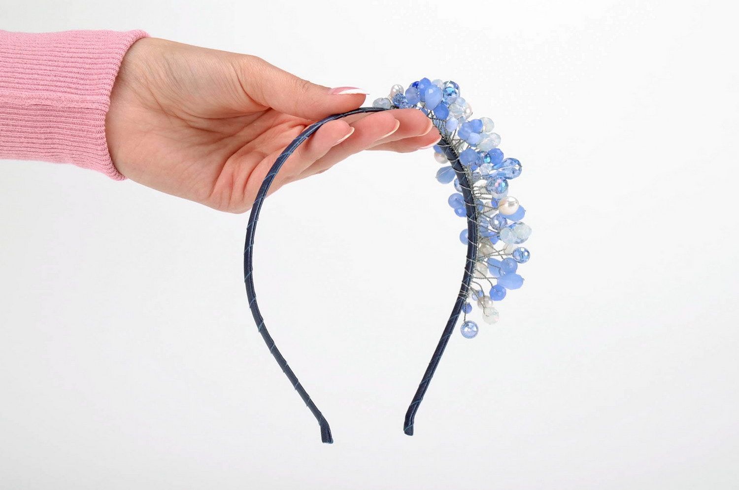 Grinalda para cabelo azul feita à mão acessórios de cabelo  foto 5