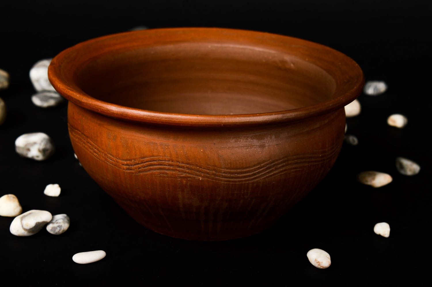 Grand bol fait main Assiette creuse marron ronde écologique Vaisselle céramique photo 1