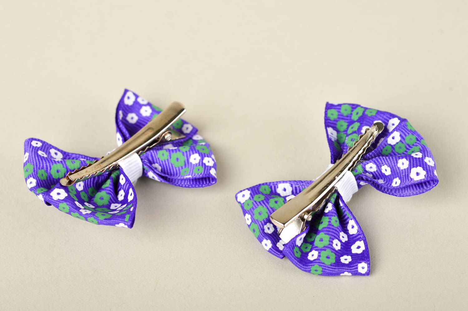 Set of barrettes handmade accessories for children ribbon barrettes for babies photo 3