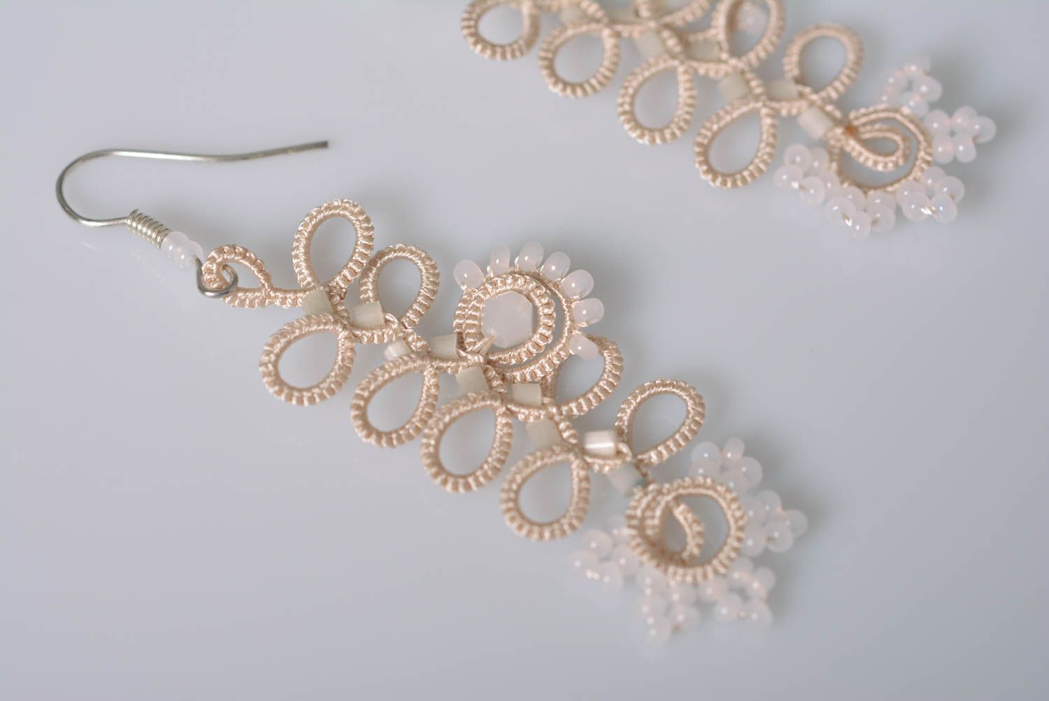 Handmade jewelry set designer necklace handmade earrings tatting lace gift ideas photo 2