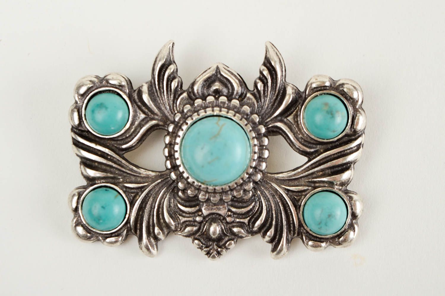 Beautiful handmade metal brooch pin gemstone brooch jewelry costume jewelry photo 3