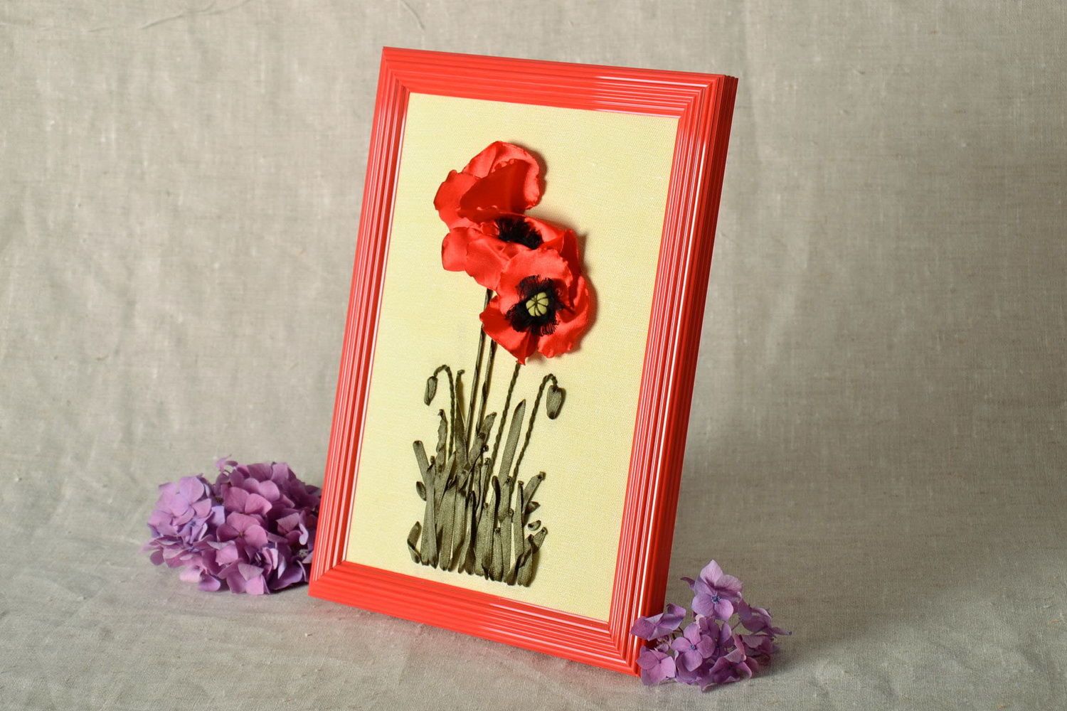 Picture embroidered with ribbons Poppies  photo 1