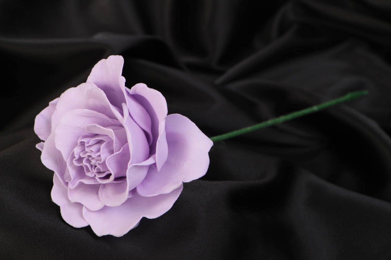 Beautiful handmade designer foamiran fabric flower for interior decor Lilac Rose photo 1