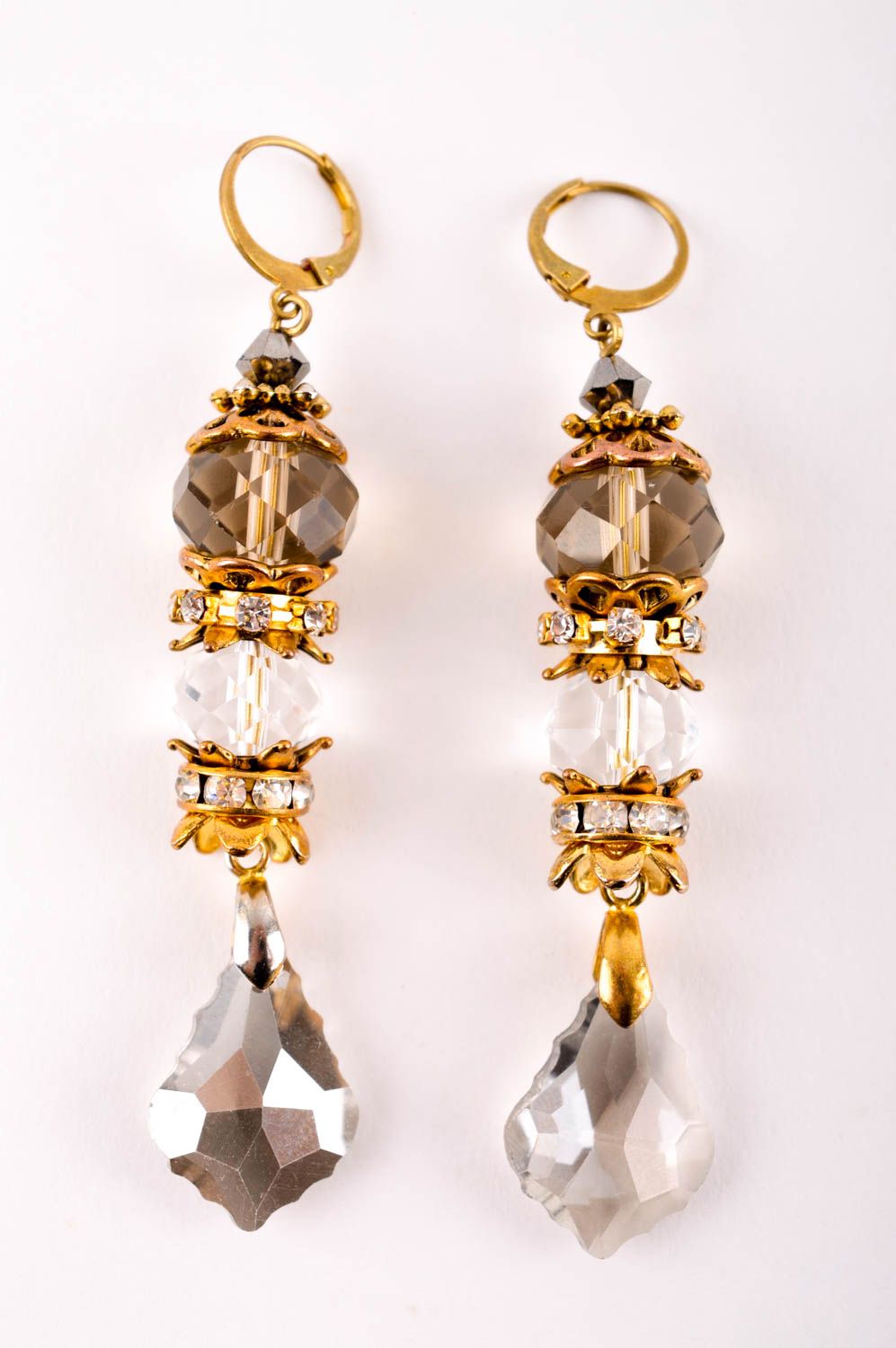 Handmade Kristall Ohrringe ausgefallener Ohrschmuck Accessoire für Frauen lang foto 3
